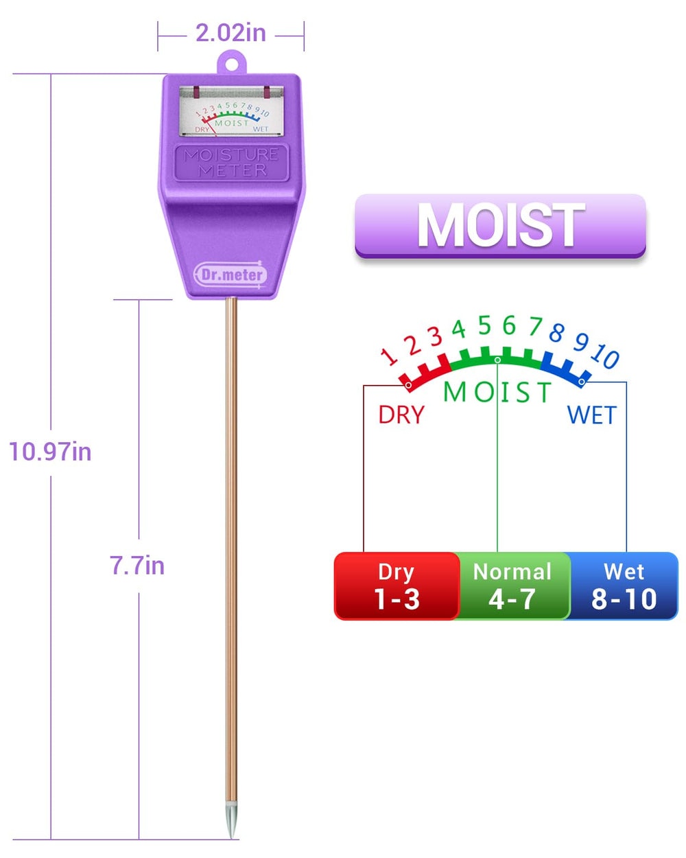 Dr.meter Soil Moisture Meter inserted in soil
