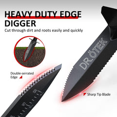 DR.ÖTEK shovel showing double serrated cutting edge