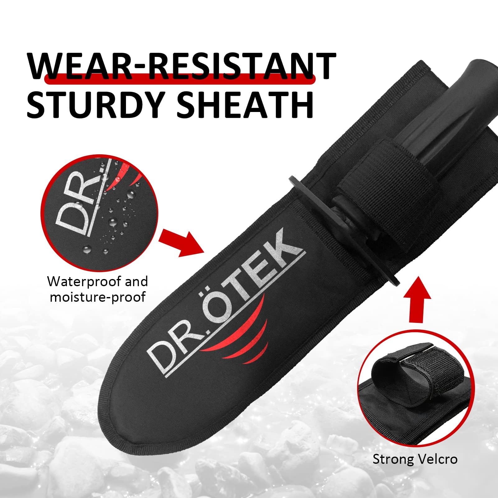 DR.ÖTEK shovel showing sturdy manganese steel construction