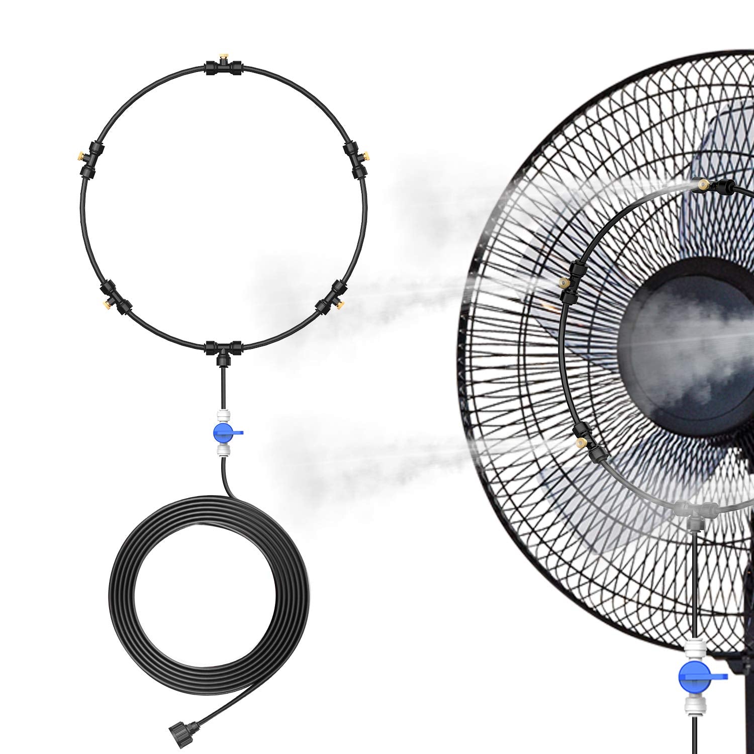DR.PREPARE Outdoor Misting Fan Kit with 16.4ft black mist hose
