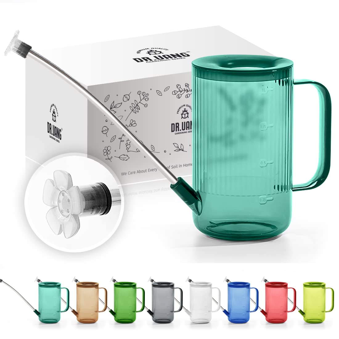 DR.UANG 1L watering can in emerald colour front view