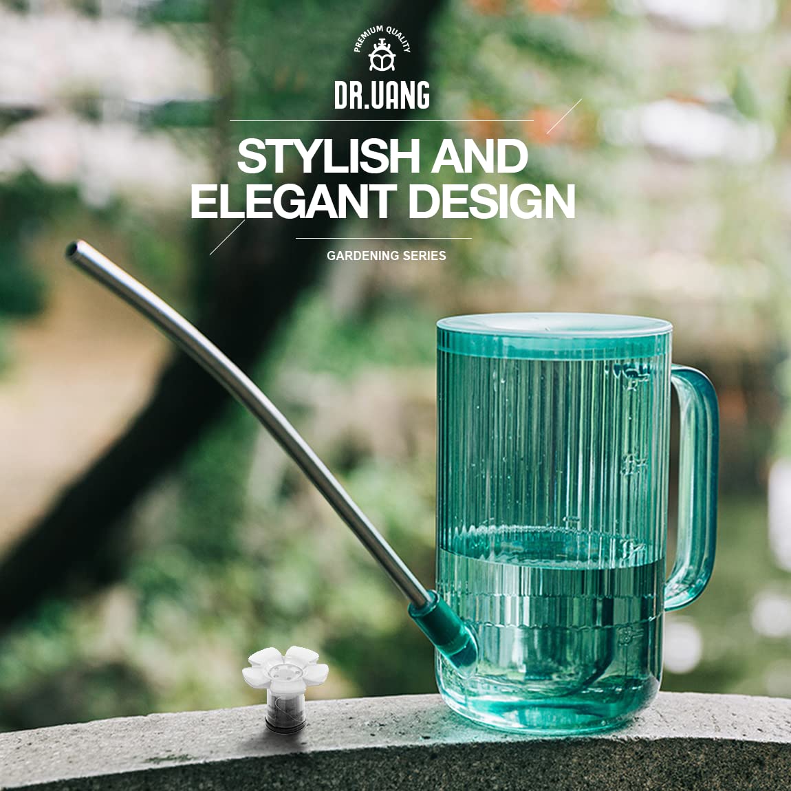 DR.UANG watering can in a lifestyle scene with indoor plants