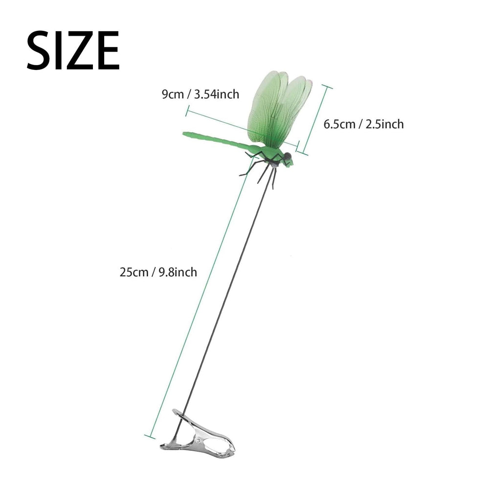 Dragonfly clip displayed on a garden stake