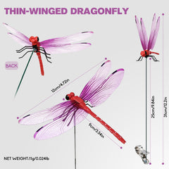 Dragonfly clips displayed in a garden setting