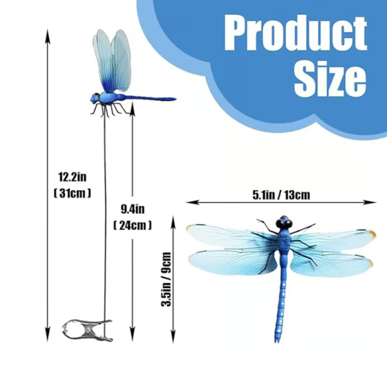 Dragonfly clips in various colours laid out on grass