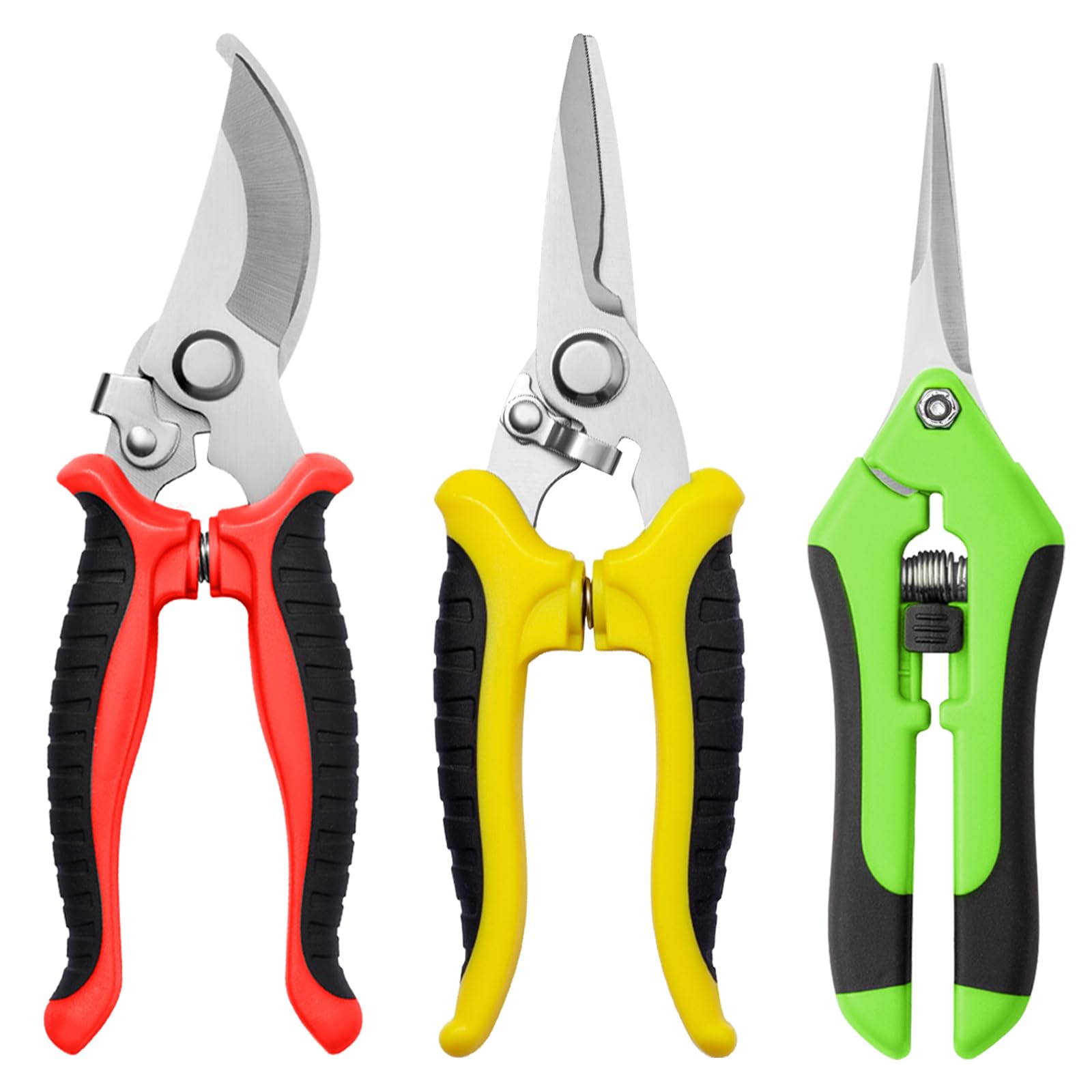 Drametic+ Garden Pruning Shears 3 Pack with red and black handles
