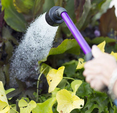 Dramm Rain Wand displayed in garden setting with flowers