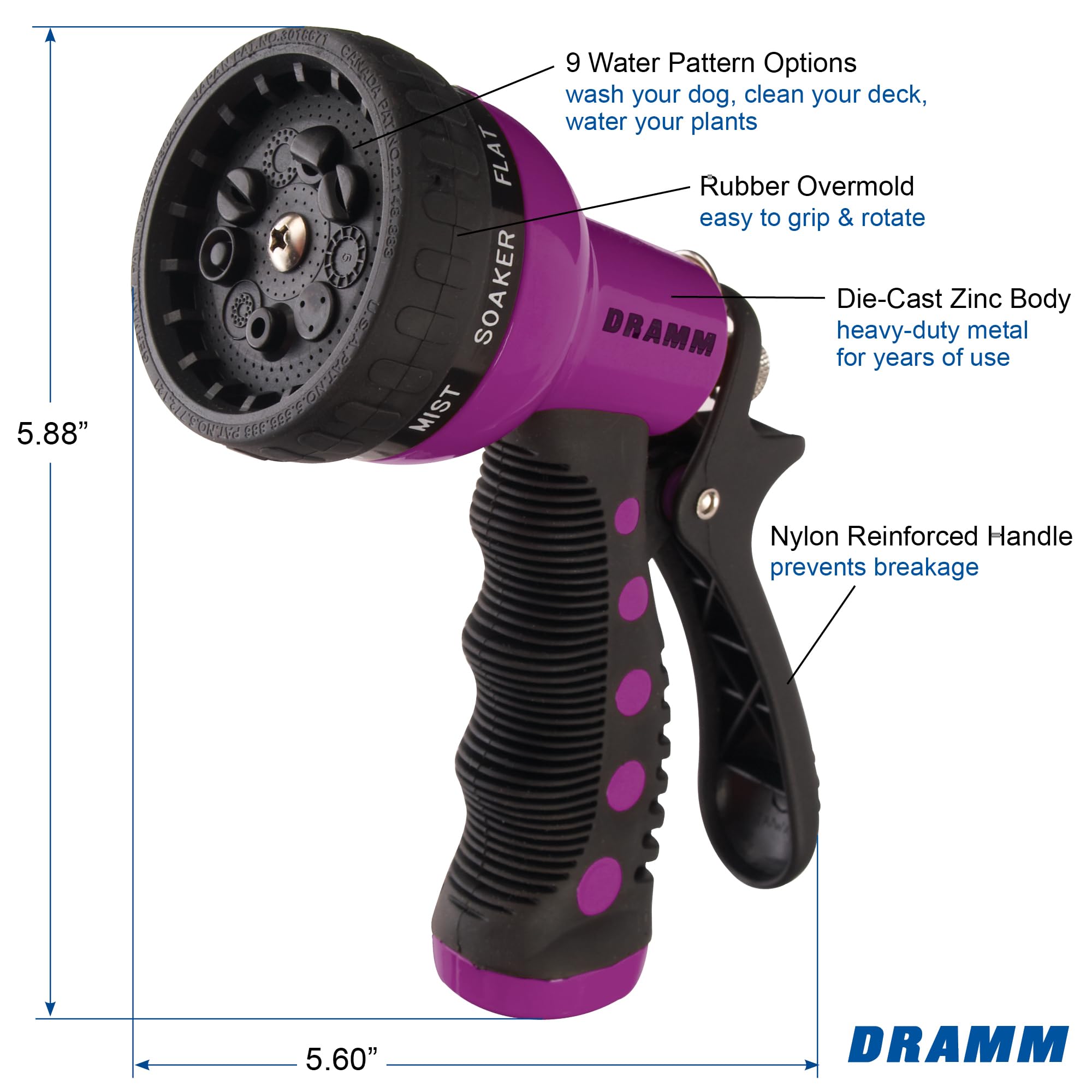 Dramm Revolver Nozzle showing 9 spray pattern dial
