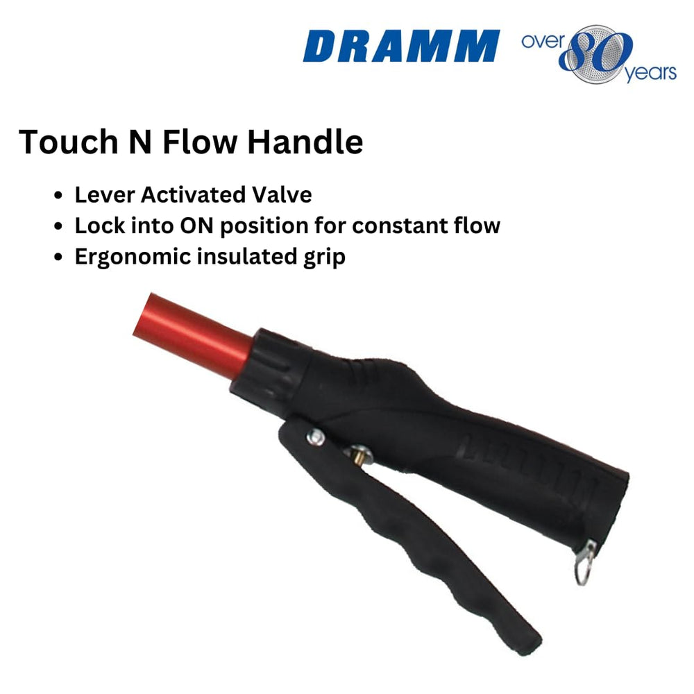Dramm Touch-N-Flow Rain Wand 16-Inch Green close-up of lever