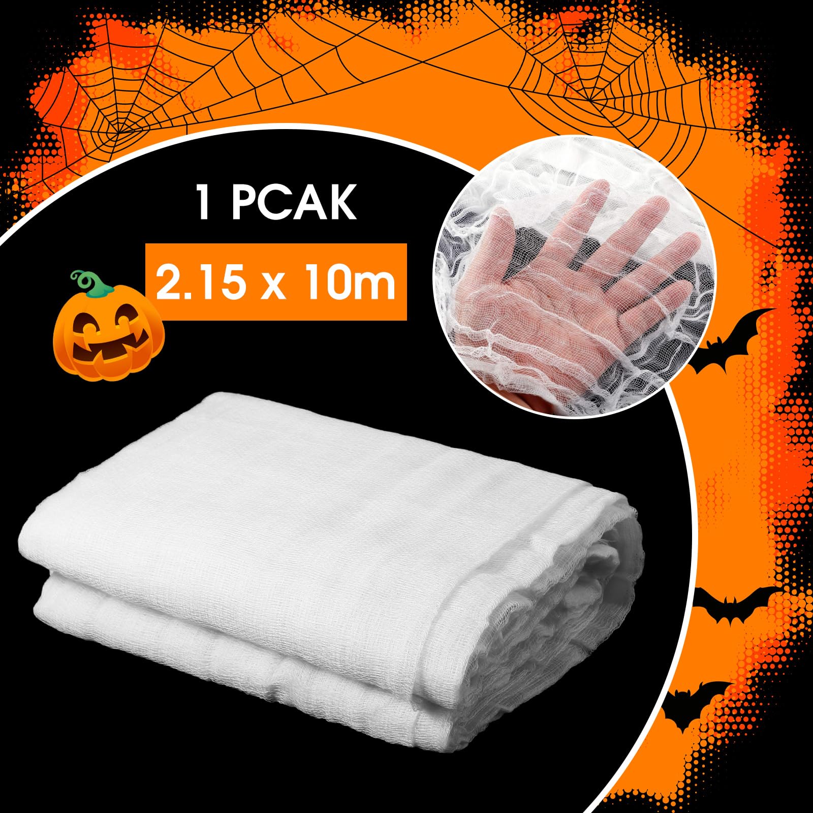 Draped Boao Halloween Cheesecloth over a table for decor