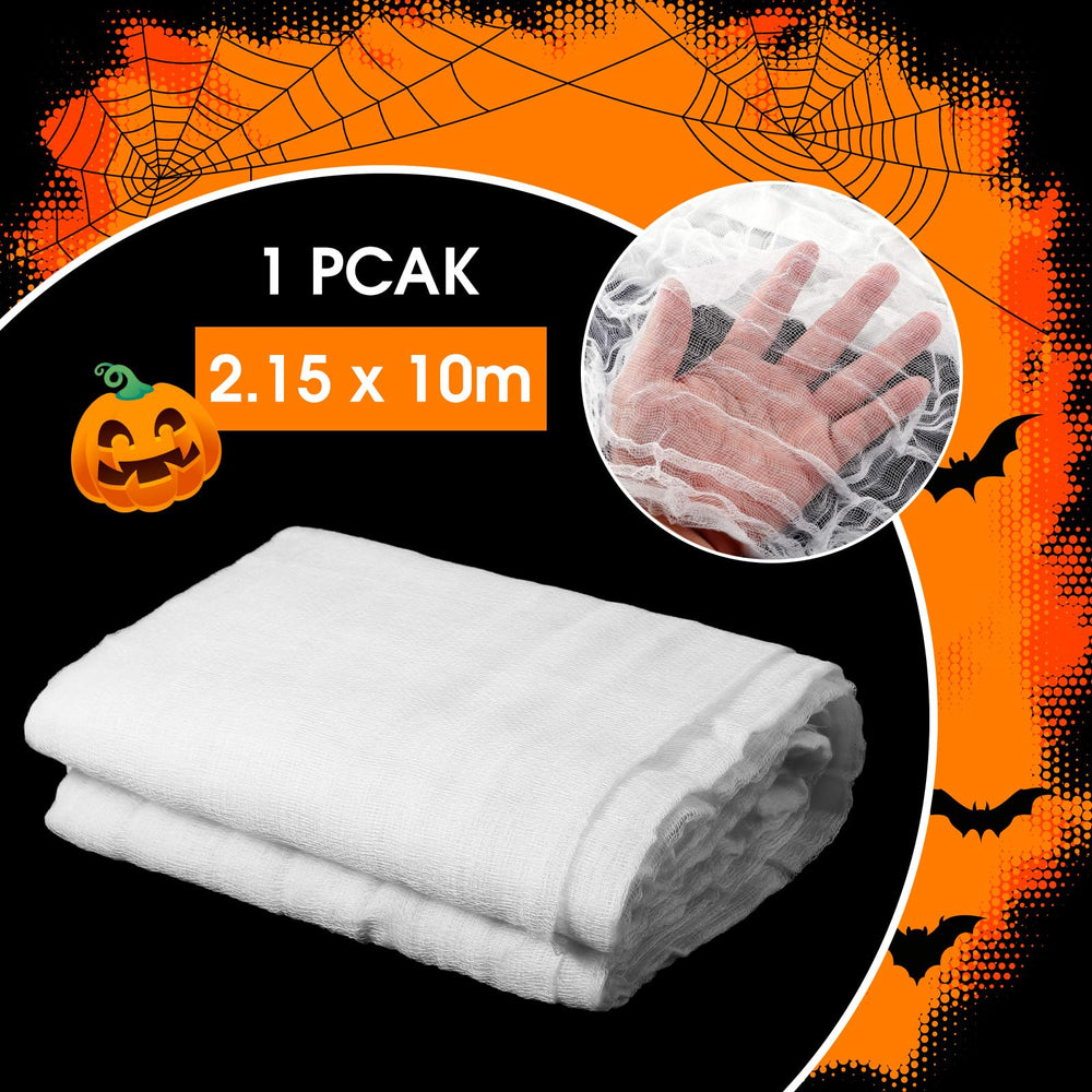 Draped Boao Halloween Cheesecloth over a table for decor