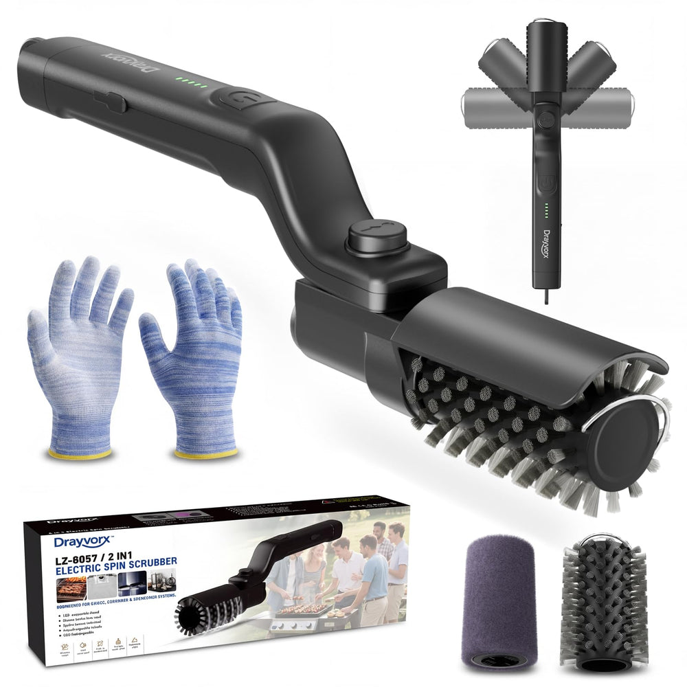 drayvorx Electric Grill Brush front view with steam cleaning feature