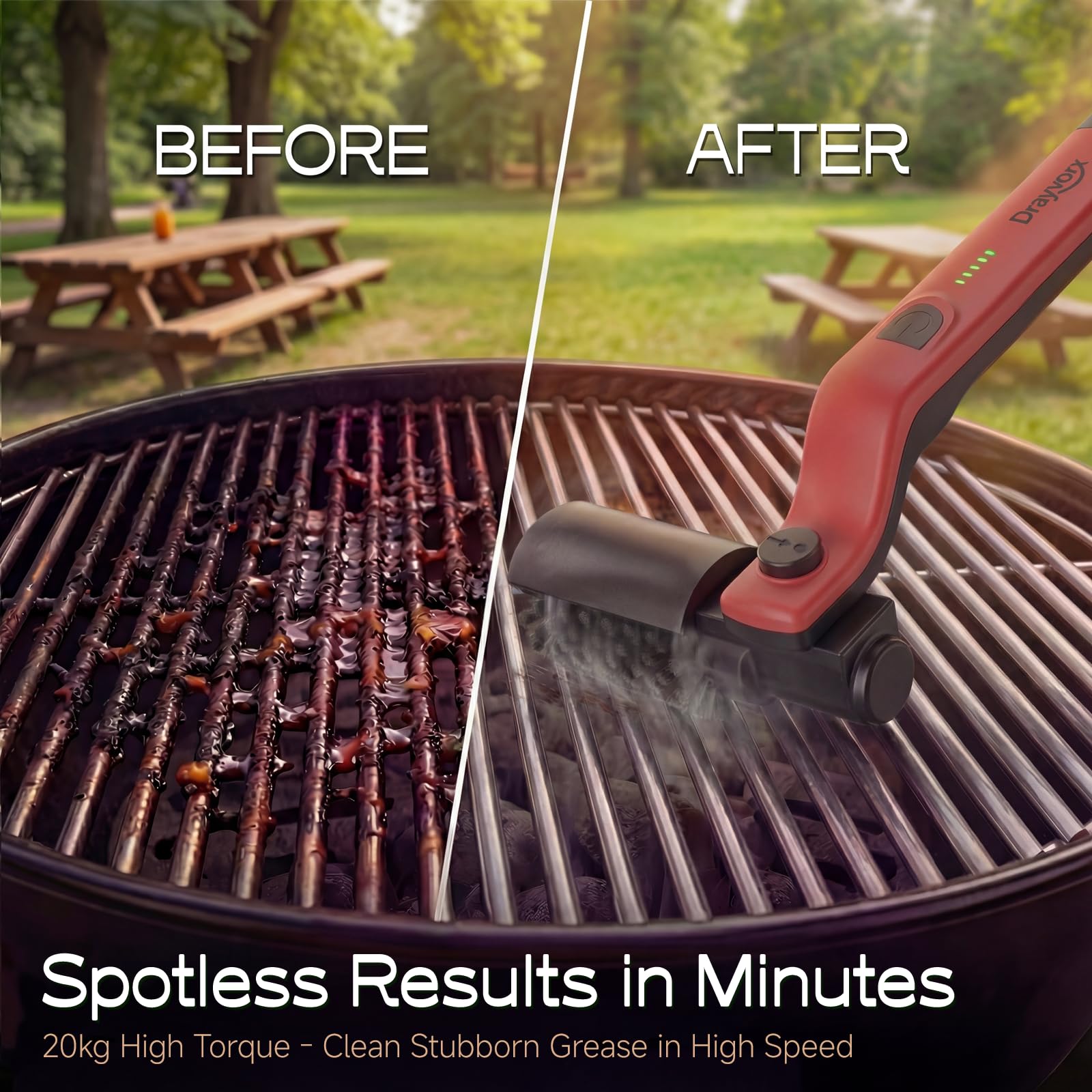 Drayvorx Electric Grill Brush side view showing bristles