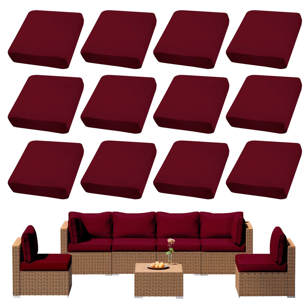DREAHOTEXTIL 12Pcs outdoor cushion covers in claret, front view