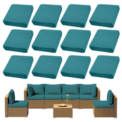 DREAHOTEXTIL 12Pcs Outdoor Cushion Covers in Peacock Blue front view