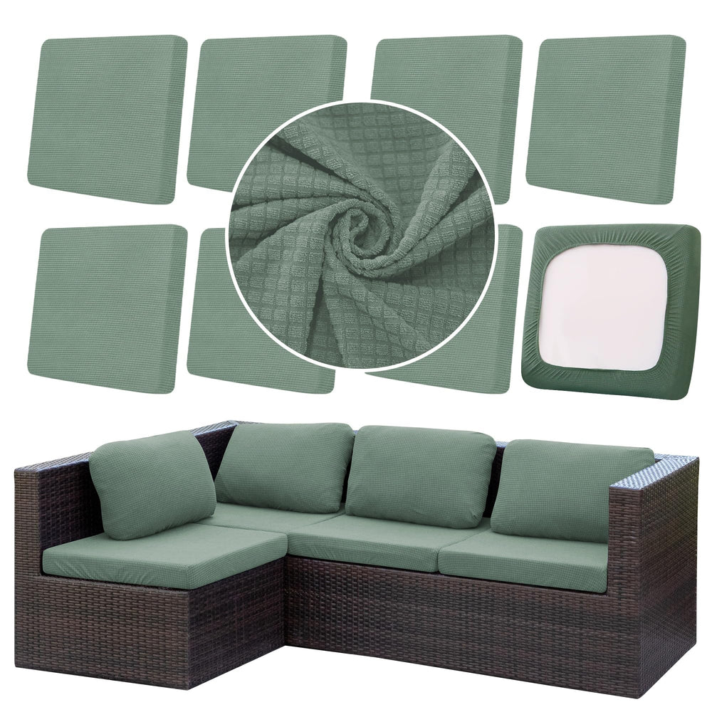 DREAHOTEXTIL 8-Pack Outdoor Cushion Covers in Matcha Green