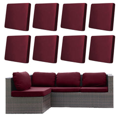 DREAHOTEXTIL 8Pcs Outdoor Cushion Covers in Claret Colour Front View