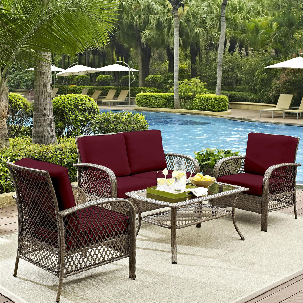 DREAHOTEXTIL cushion covers displayed in outdoor setting