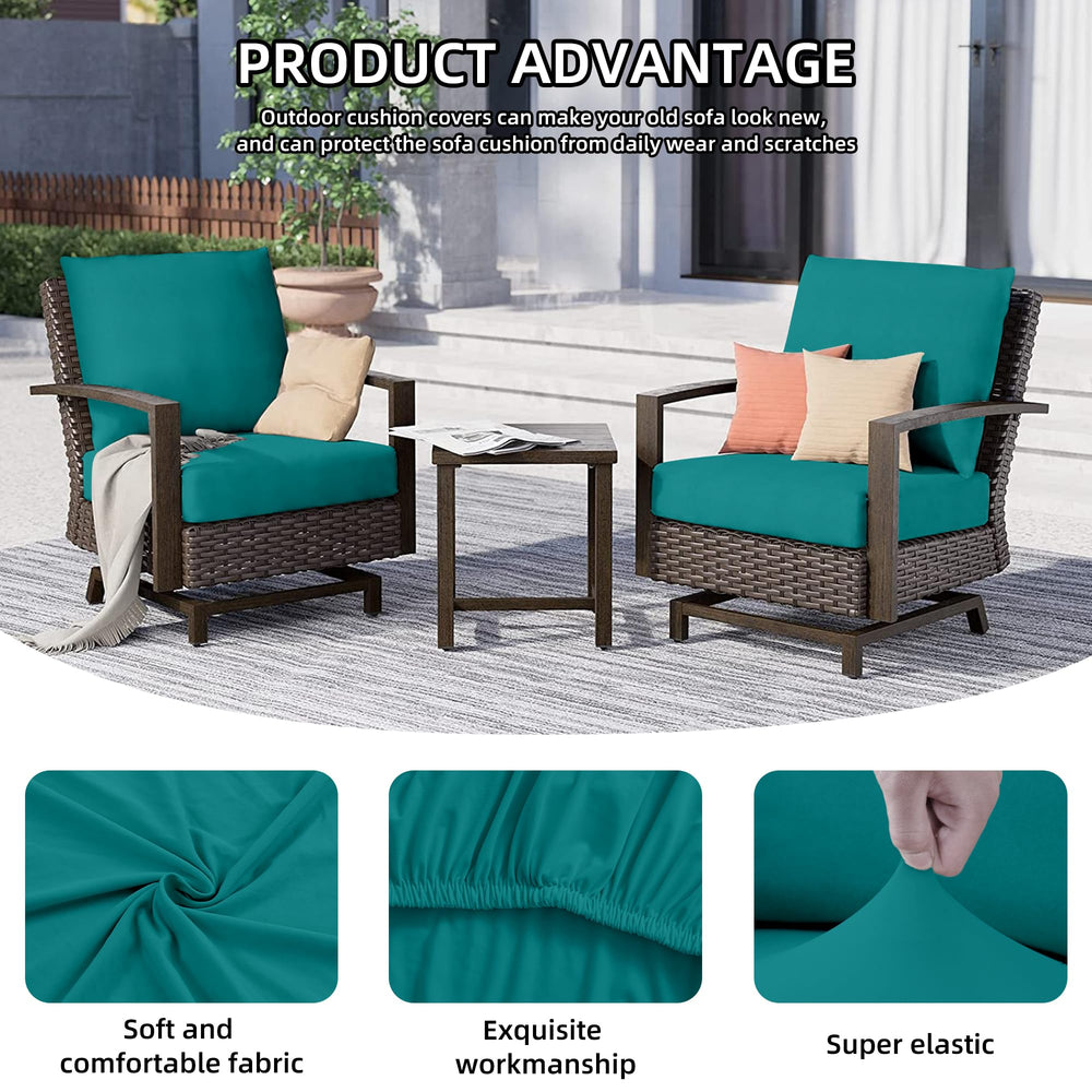 DREAHOTEXTIL cushion covers displayed on outdoor sofa