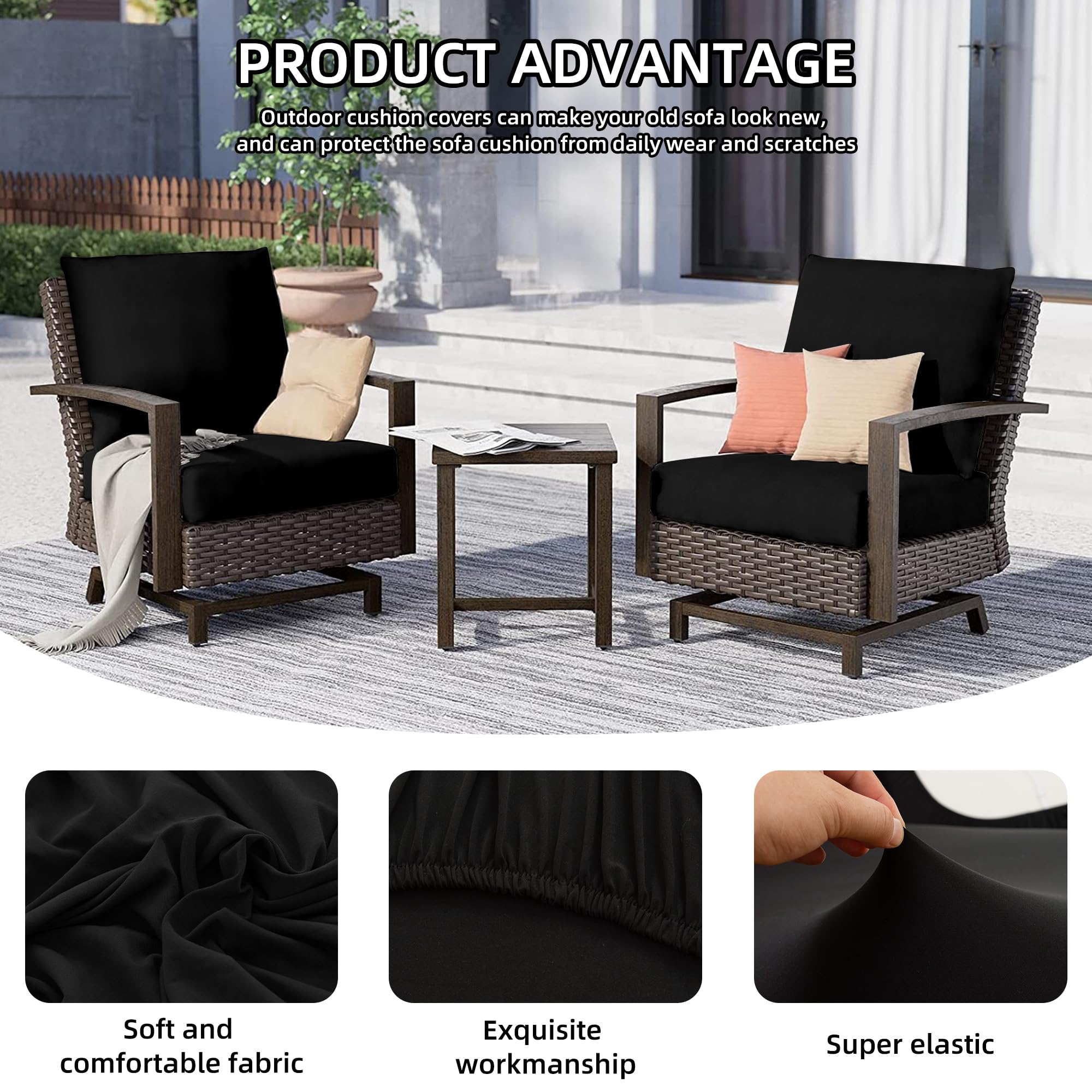 DREAHOTEXTIL cushion covers displayed on patio furniture