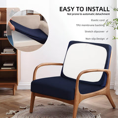 DREAHOTEXTIL cushion covers in navy blue displayed on a sectional couch