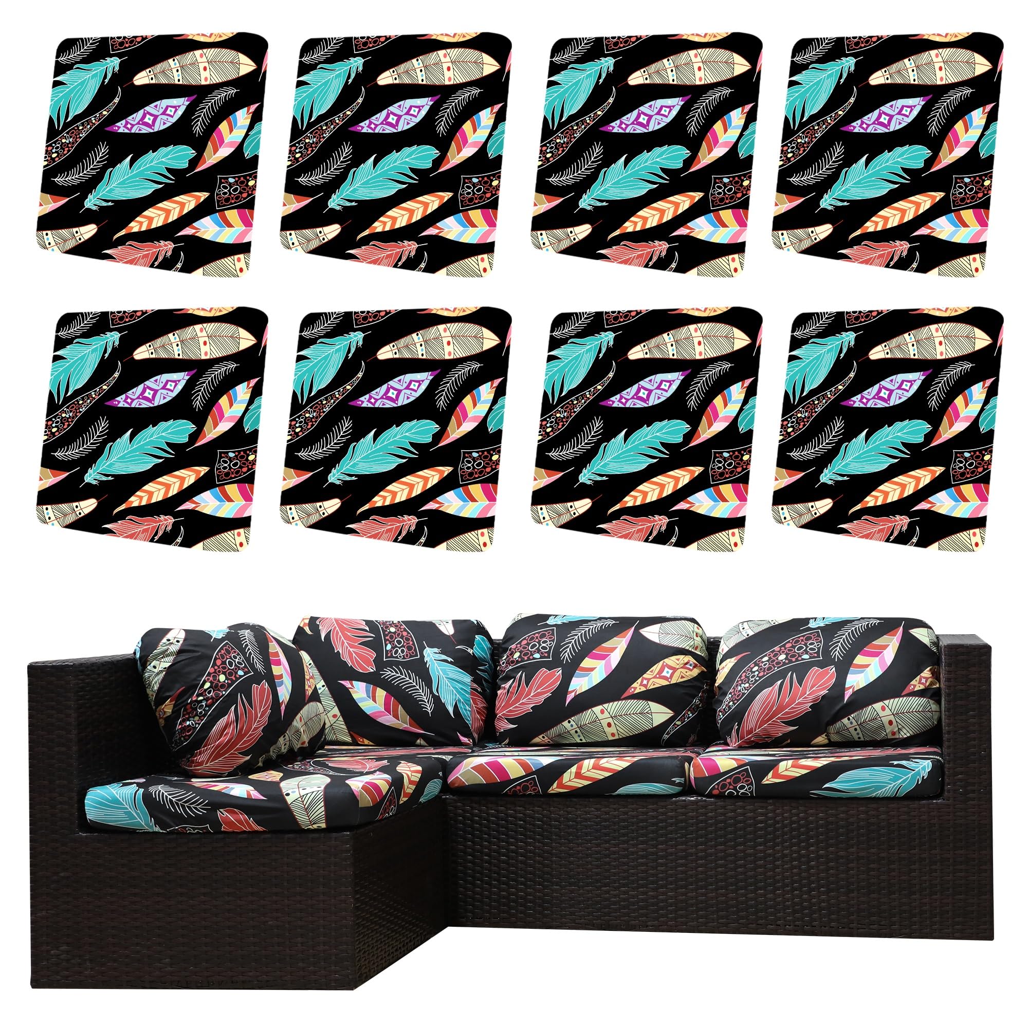 DREAHOTEXTIL outdoor cushion cover set in Color Leaf design, front view
