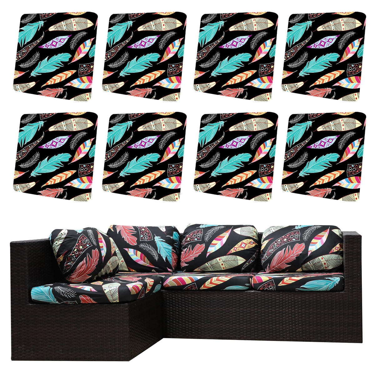 DREAHOTEXTIL outdoor cushion cover set in Color Leaf design, front view