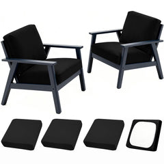 DREAHOTEXTIL Outdoor Cushion Covers 4Pcs Black front view