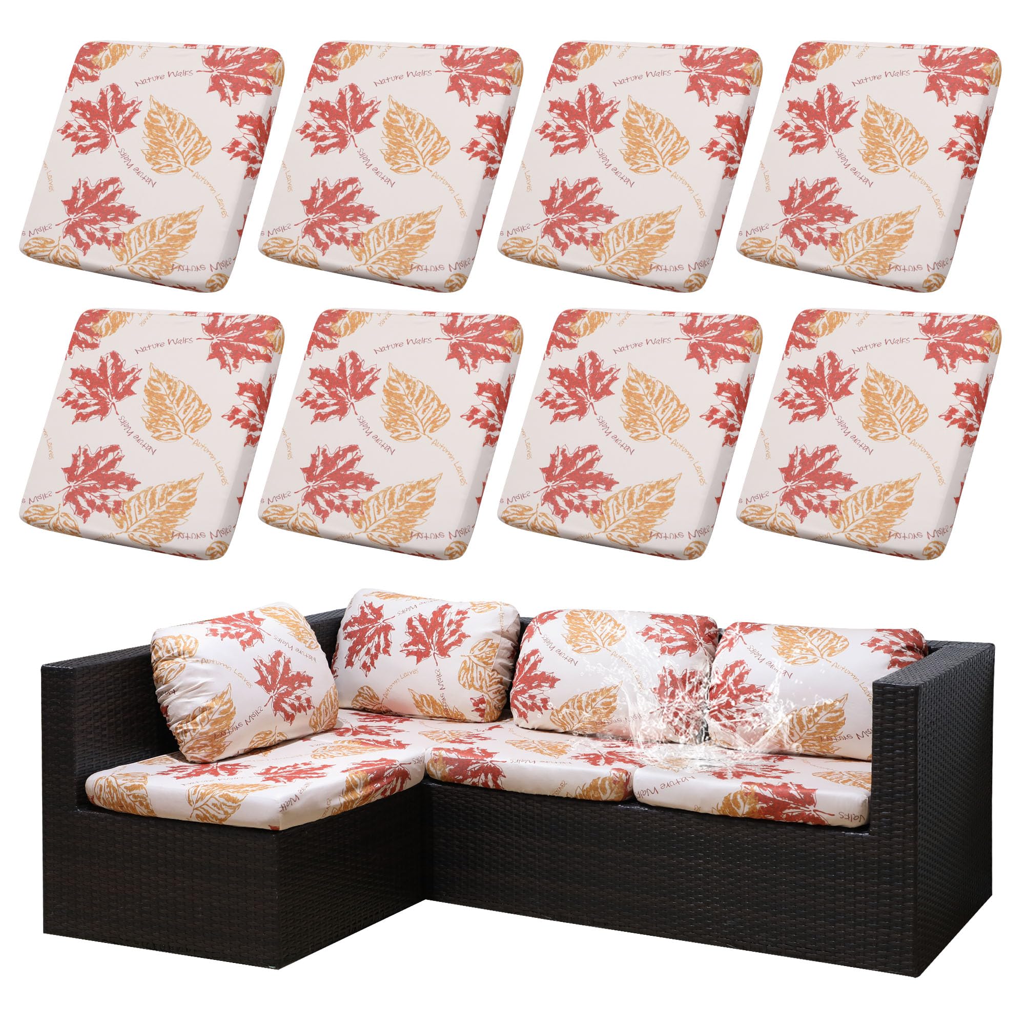 DREAHOTEXTIL Outdoor Cushion Covers 8Pcs Red Maple front view