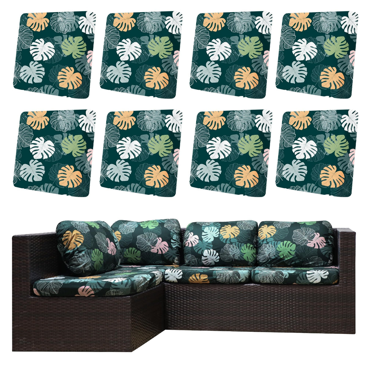 DREAHOTEXTIL outdoor cushion covers in Green Charm, front view