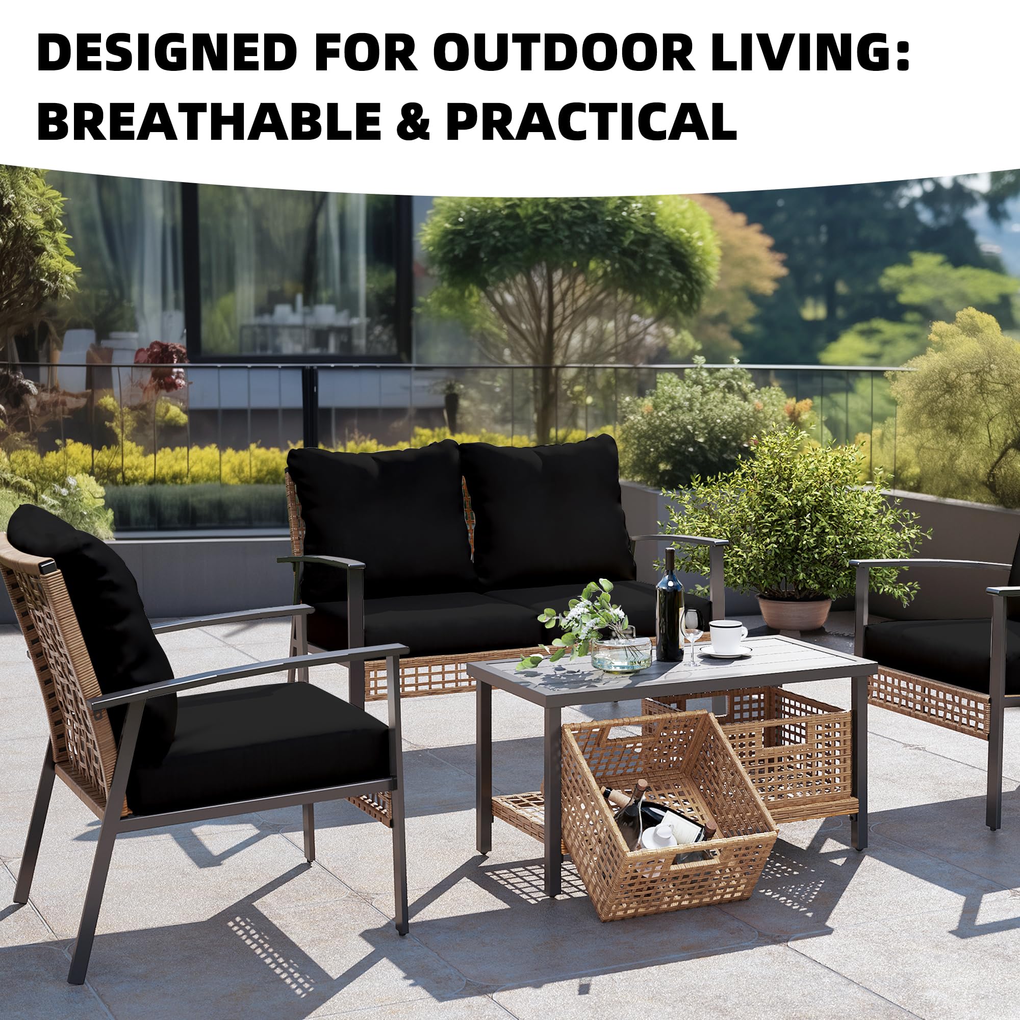 DREAHOTEXTIL outdoor cushion covers pack of 14, black
