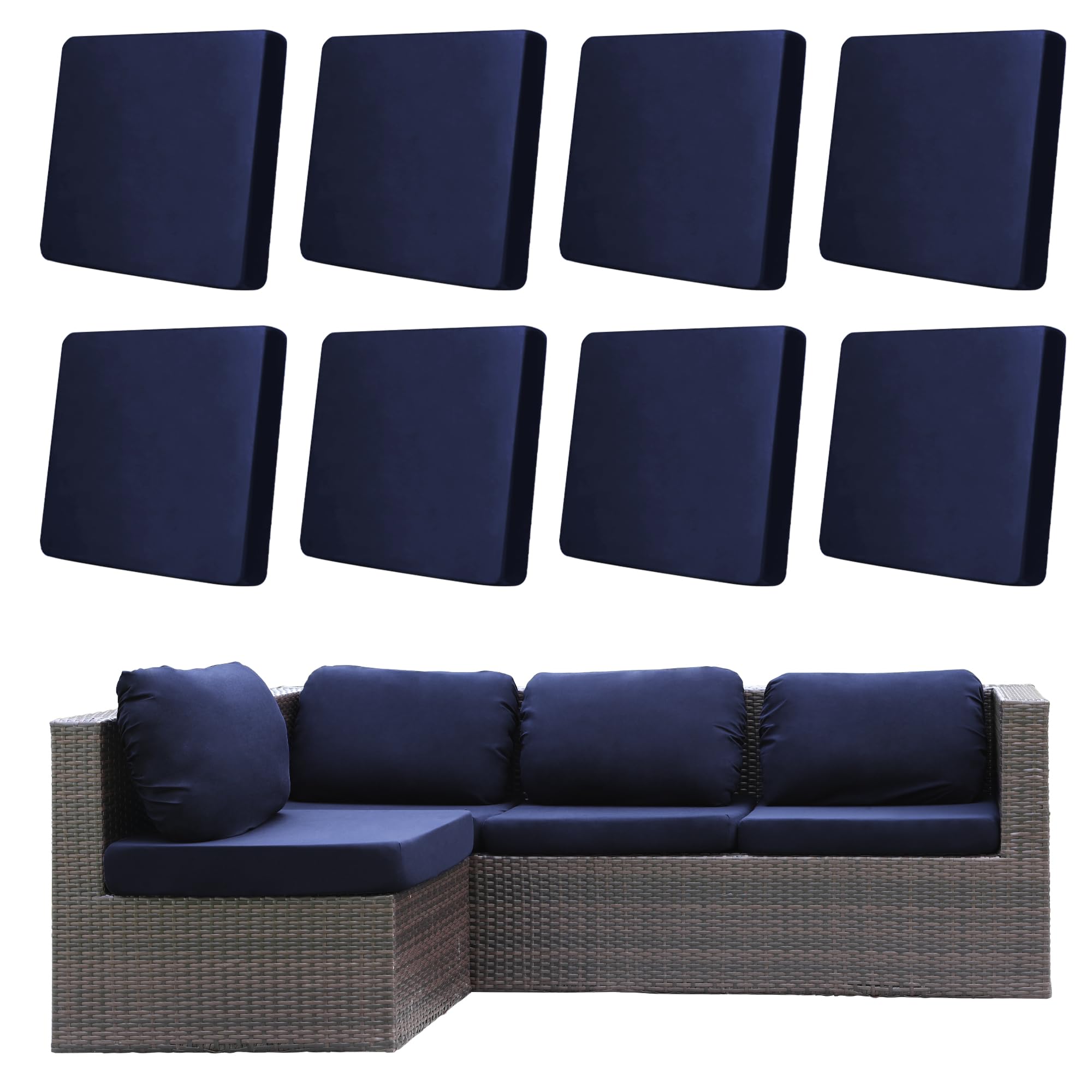 DREAHOTEXTIL outdoor cushion covers pack of 8 in navy blue