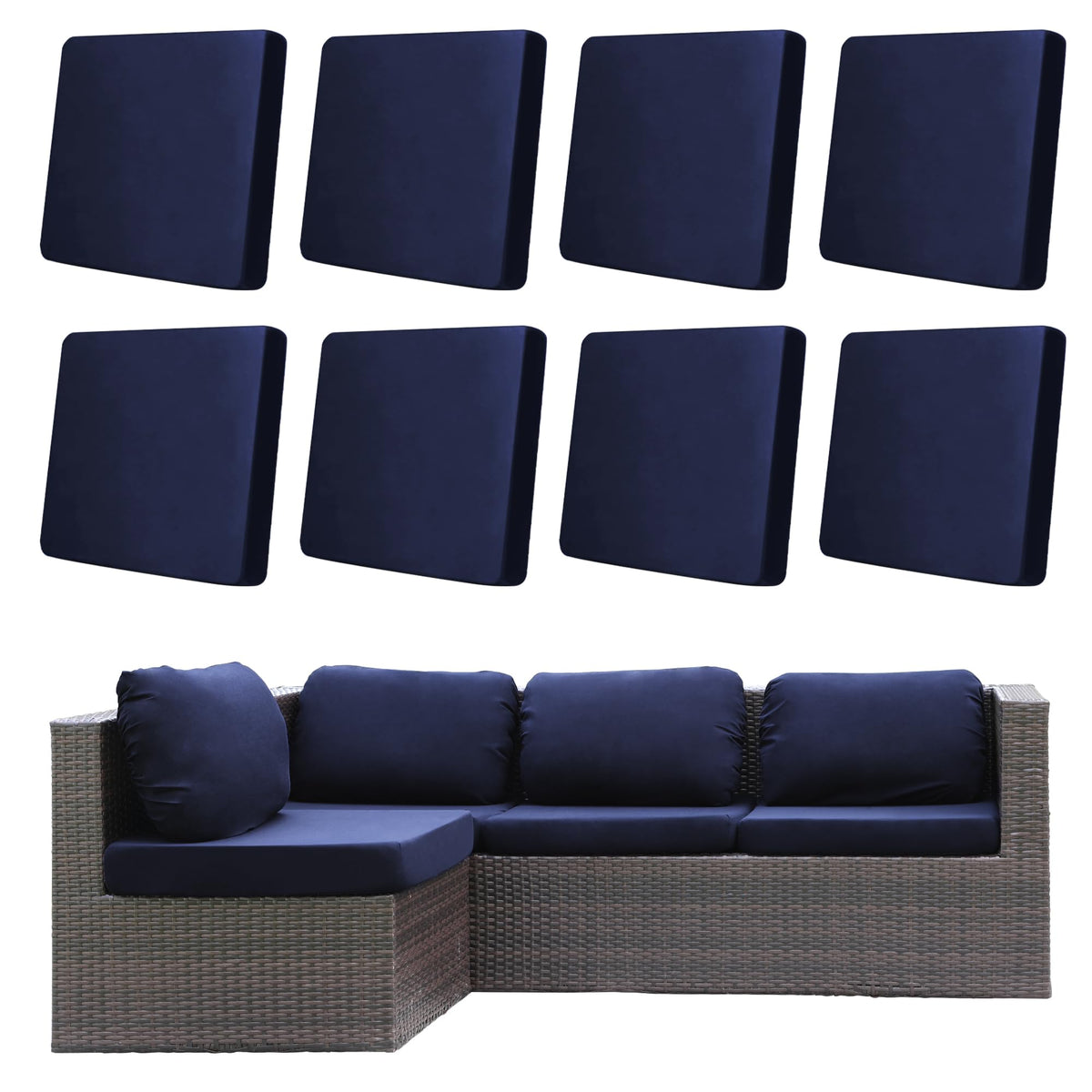 DREAHOTEXTIL outdoor cushion covers pack of 8 in navy blue