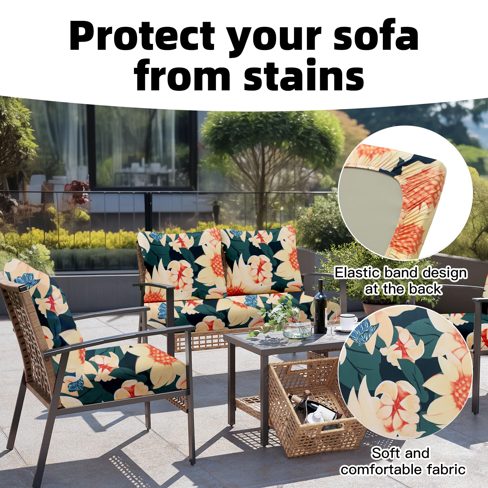 DREAHOTEXTIL Outdoor Cushion Covers Sunflower detailed texture