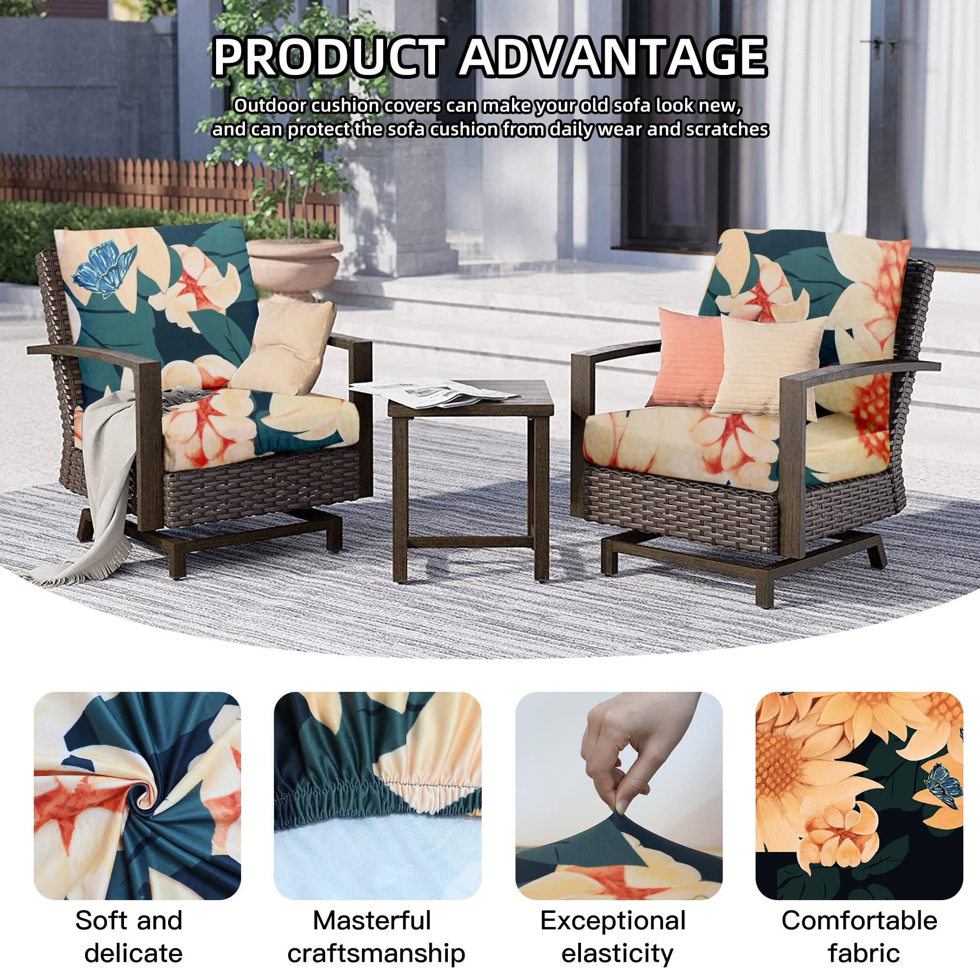 DREAHOTEXTIL Outdoor Cushion Covers Sunflower on patio sofa
