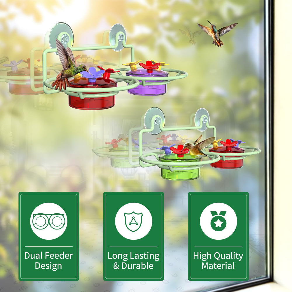 Dreamdrawer hummingbird feeder showing bee-proof feeding ports