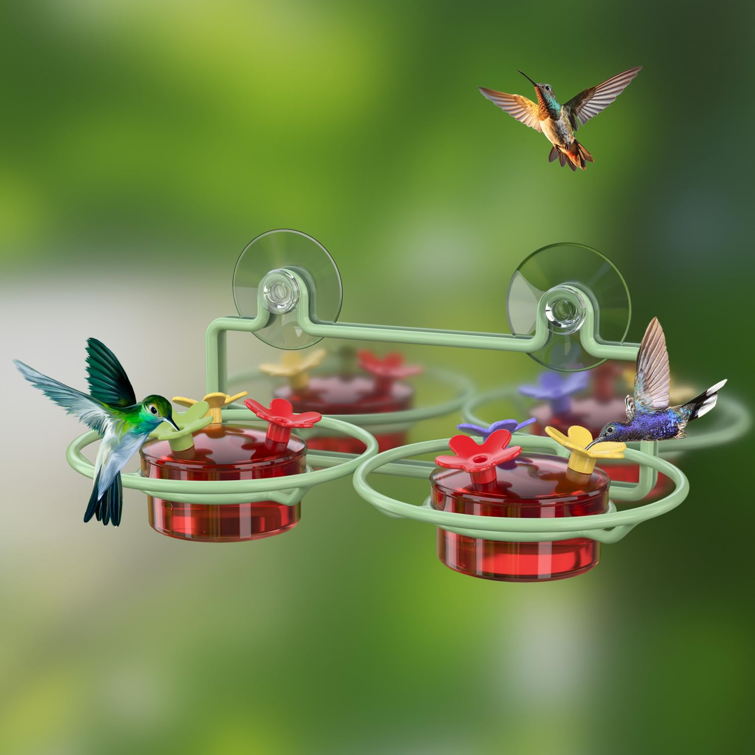 Dreamdrawer hummingbird feeder with red and yellow flower accents