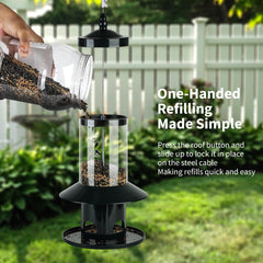 Dreamdrawer Squirrel-Proof Bird Feeder hanging outdoors