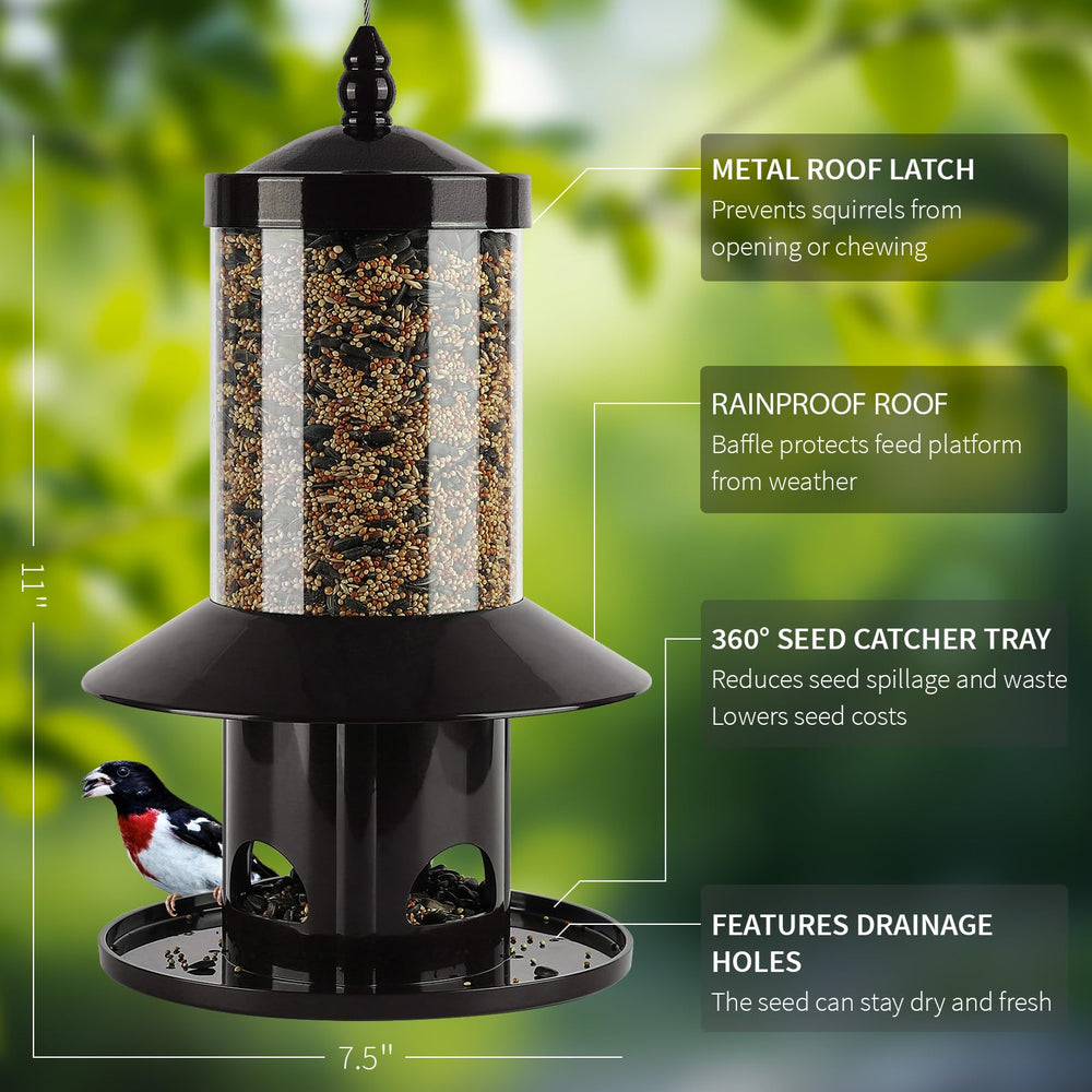 Dreamdrawer Squirrel-Proof Bird Feeder with birds feeding