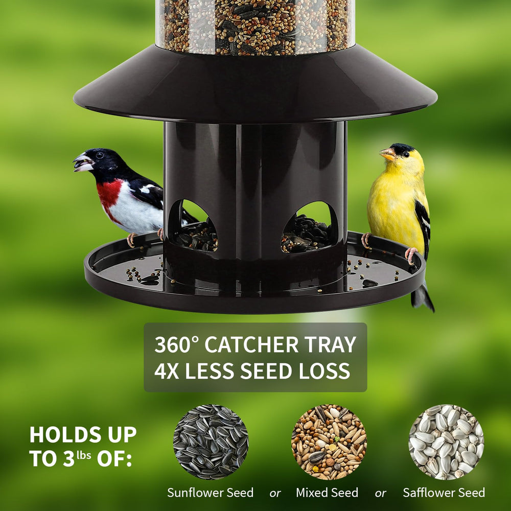 Dreamdrawer Squirrel-Proof Bird Feeder with seed catcher tray
