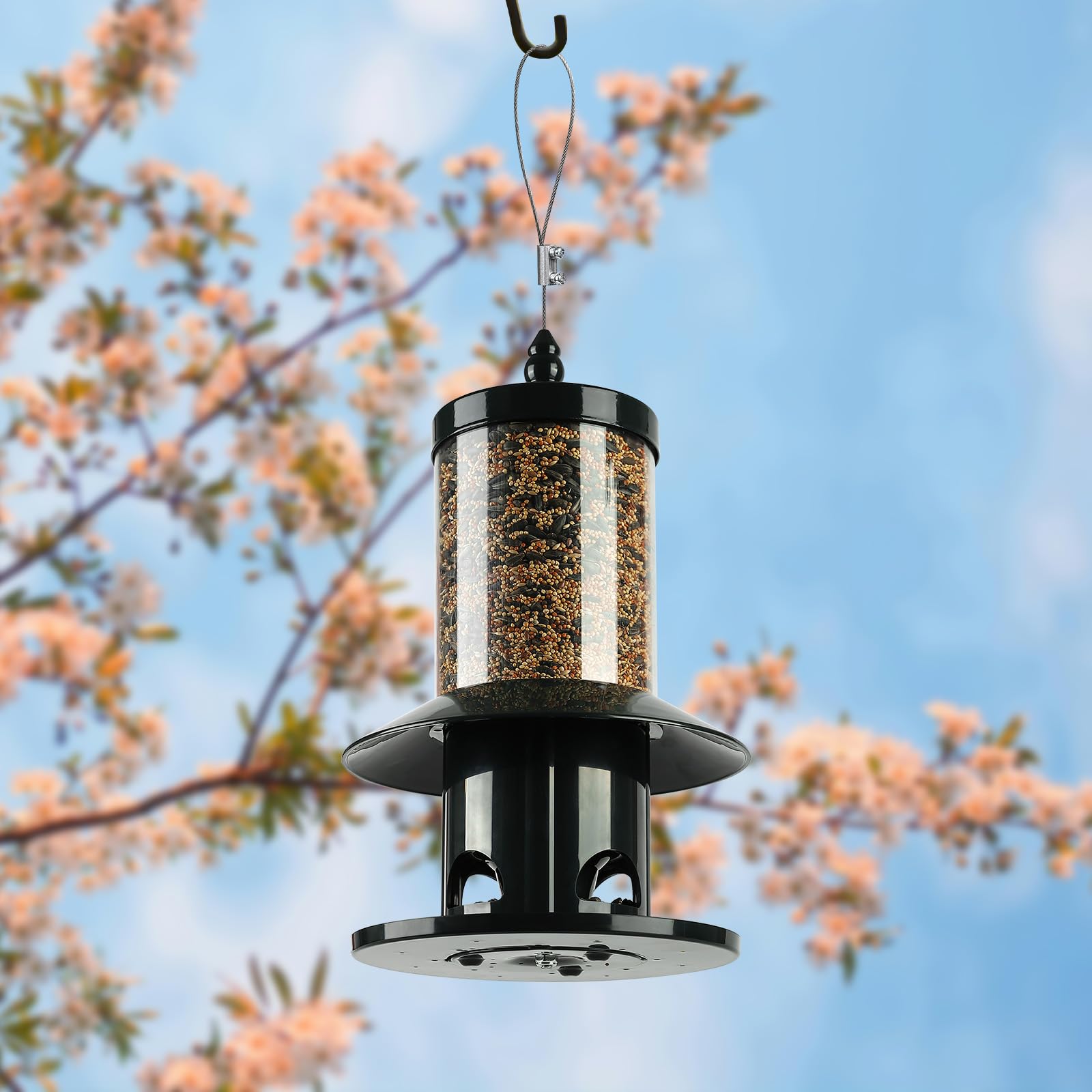Dreamdrawer Squirrel-Proof Bird Feeder with seeds inside