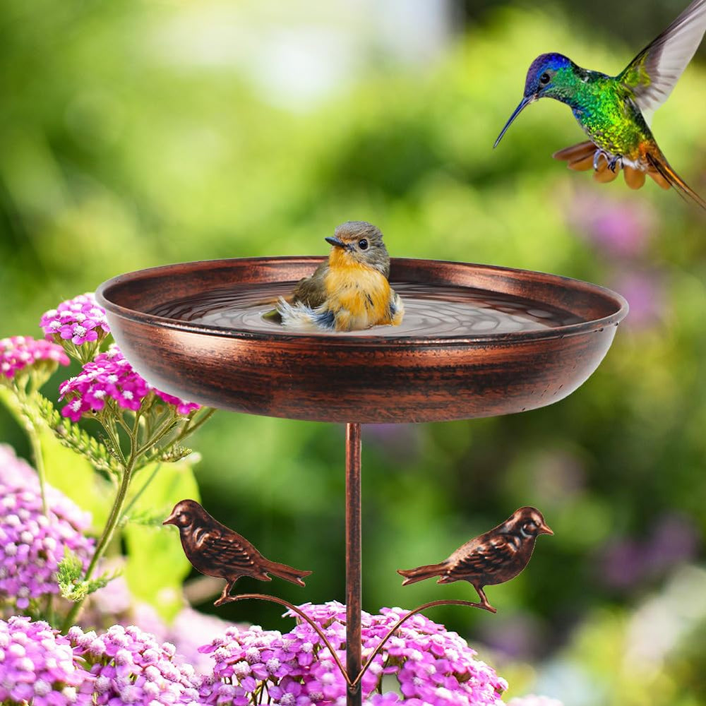 DREAMSOUL 13-inch Bird Bath in garden setting