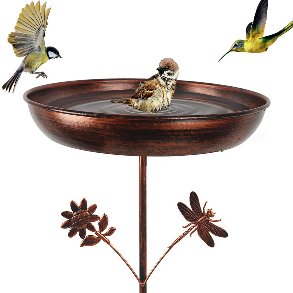 DREAMSOUL 34" Tall Bird Bath with 13" diameter copper basin