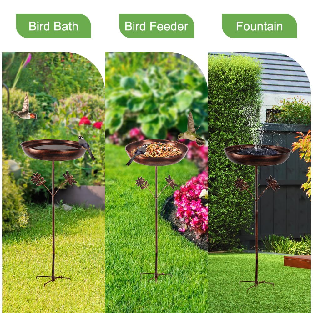 DREAMSOUL bird bath with dragonfly decoration