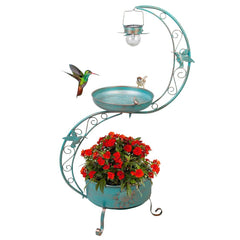 DREAMSOUL Bird Bath with flower planter base in cyan
