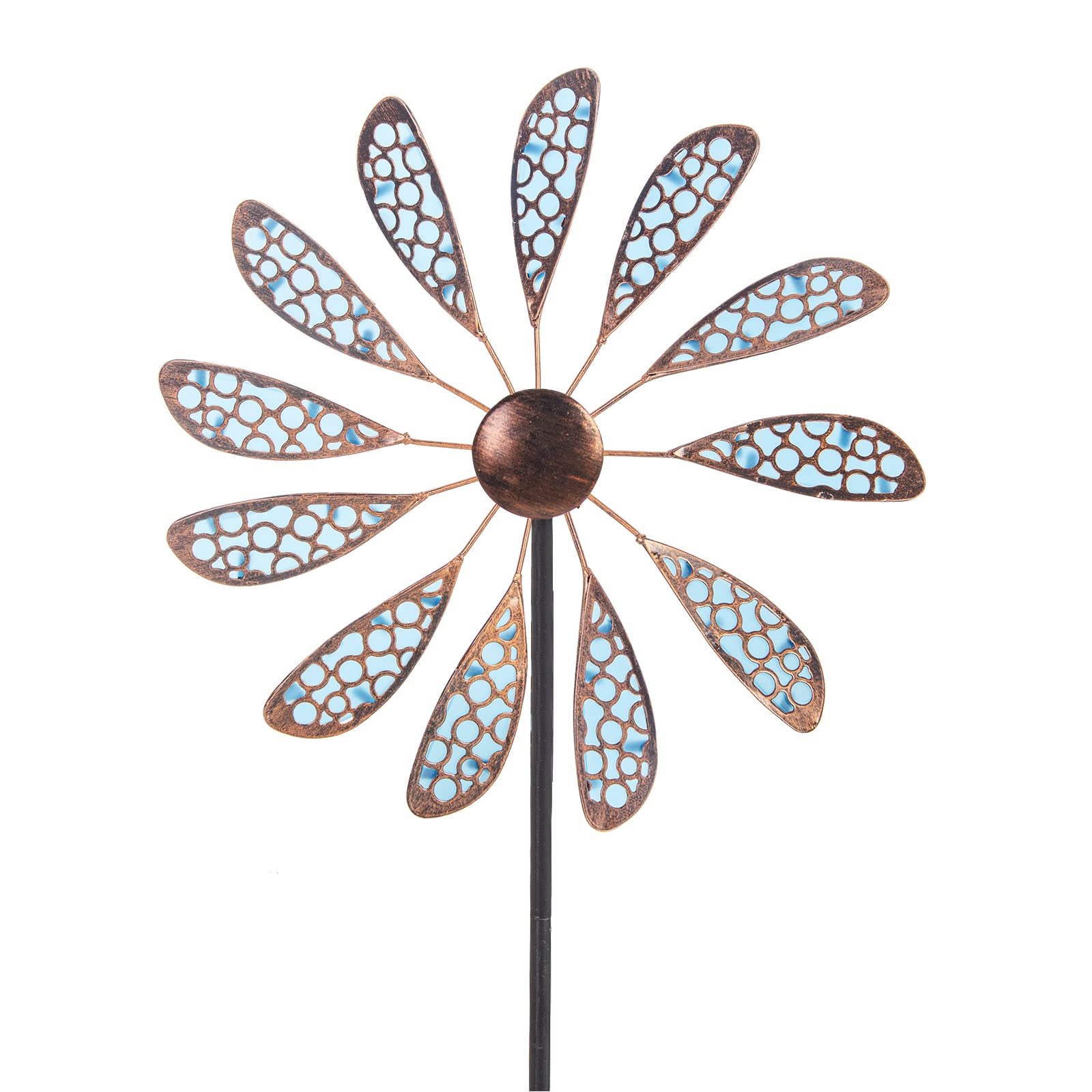 dreamysoul Outdoor Wind Spinner front view in copper and blue