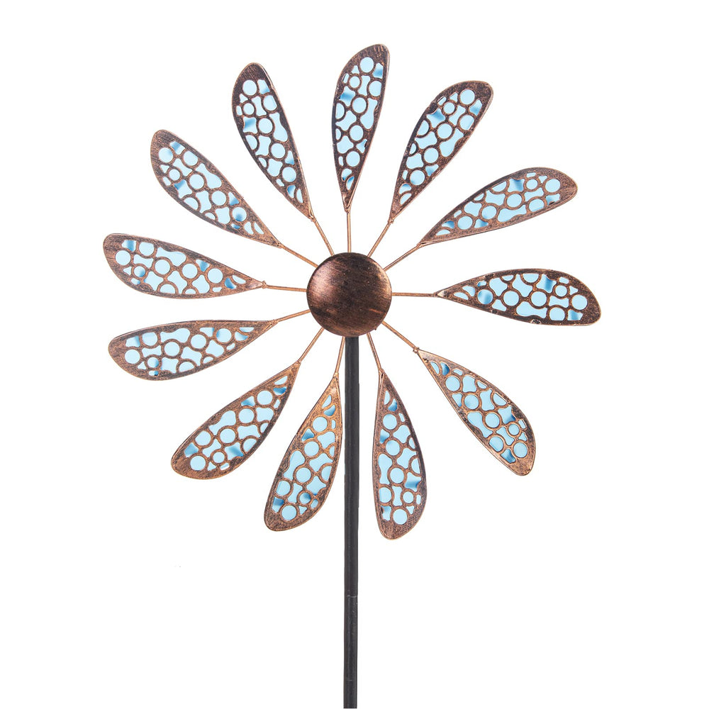 dreamysoul Outdoor Wind Spinner front view in copper and blue