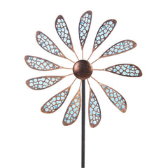 dreamysoul Outdoor Wind Spinner front view in copper and blue