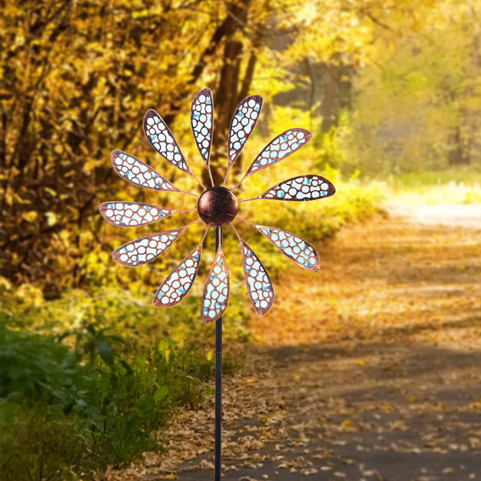 dreamysoul Outdoor Wind Spinner side view with spinning blades