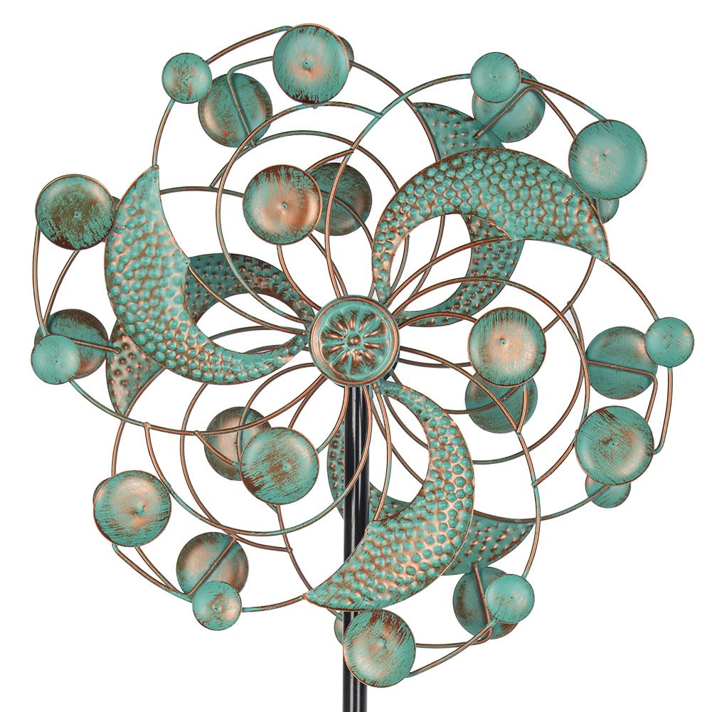 dreamysoul wind spinner front view, green and copper